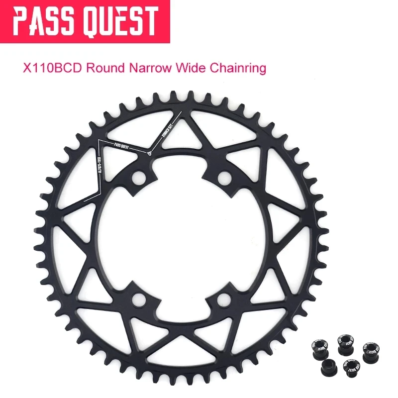 

PASS QUEST X110 / 4claw 110BCD Round Road Bike Narrow Wide Chainring 36T-58T 105 R2000 R3000 4700 5800 6800 DA9000 Crankset