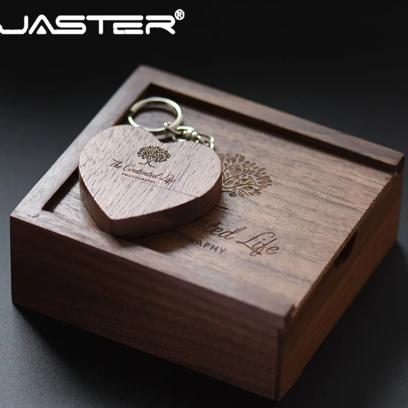 

USB-флеш-накопитель JASTER деревянный в виде сердца с коробкой, 4/8/16/32/64 ГБ