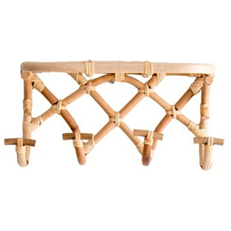 

Rattan Clothes Hanger Hook Storage Rack Organizer Wall for Coat Hat Towel Handbag Holder Bathroom Accessories