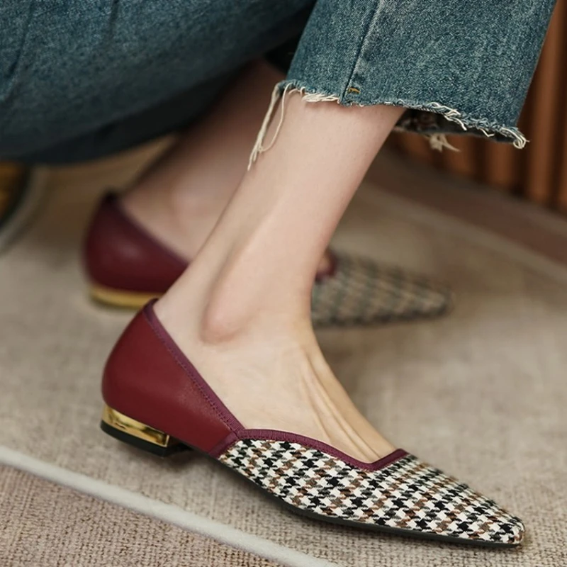 

Женские лоферы на низком каблуке, лоферы из хлопка и кожи в стиле ретро, с квадратным носком, лоскутные, для весны и осени, 2021