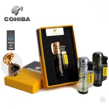 COHIBA Windproof Powerful Triple Torch Lighter BBQ Jet Gas Cigar Lighter Turbo Metal Kitchen Cigar Spray Gun Outdoor Gadgets Man COHIBA Windproof Powerful Triple Torch Lighter BBQ Jet Gas Cigar Lighter Turbo Metal Kitchen Cigar Spray Gun Outdoor Gadgets Man