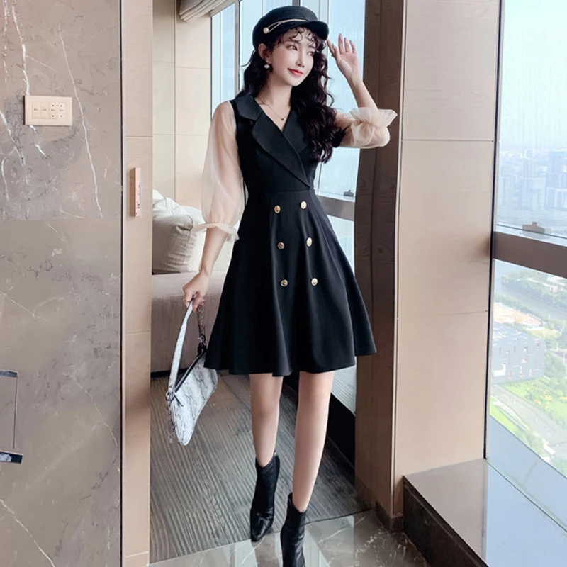 

new arrival fashion fresh perspective sleeves dress women elegant office lady work style sweet high quality cute a-line dress