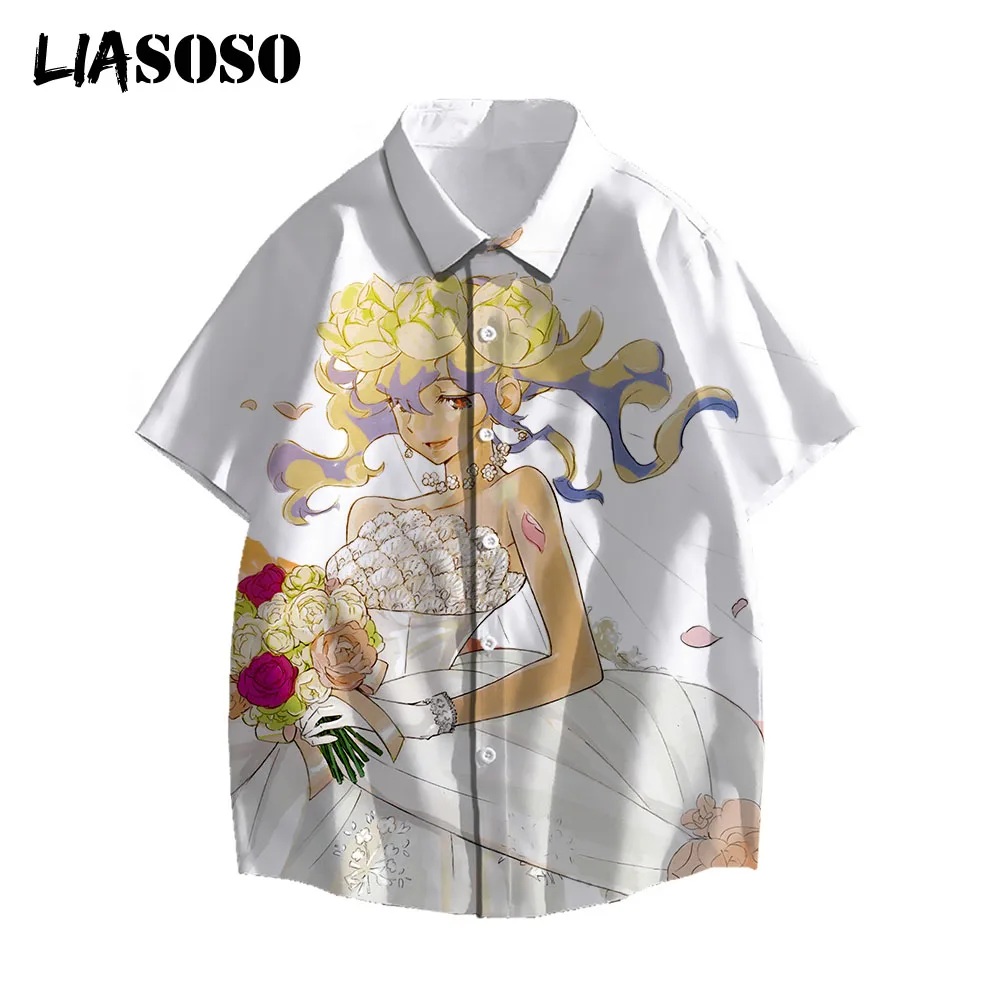 

LIASOSO Kawaii Cute Girls Anime Clothes Gurren Lagann Print Shirt Simon Nia Hanayome Shirt Men Japan Manga Cartoon Oversized Top