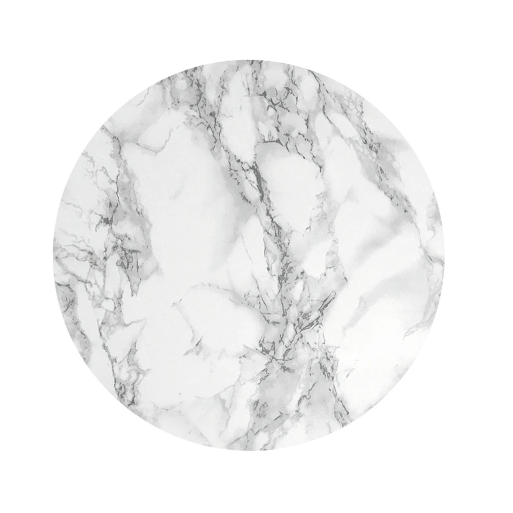 

2 Pieces Round Elastic Table Cover - Marble Pattern Kitchen Decorative -- Fits for Tables up to 59'' Diameter