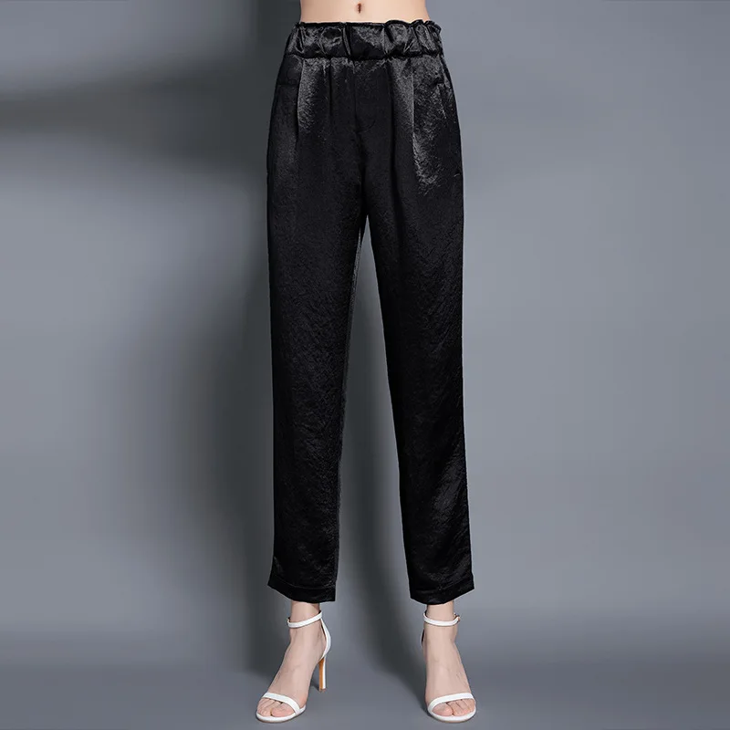 Acetate satin trousers women summer thin and versatile casual ankle-length pencil pants summer women 20118