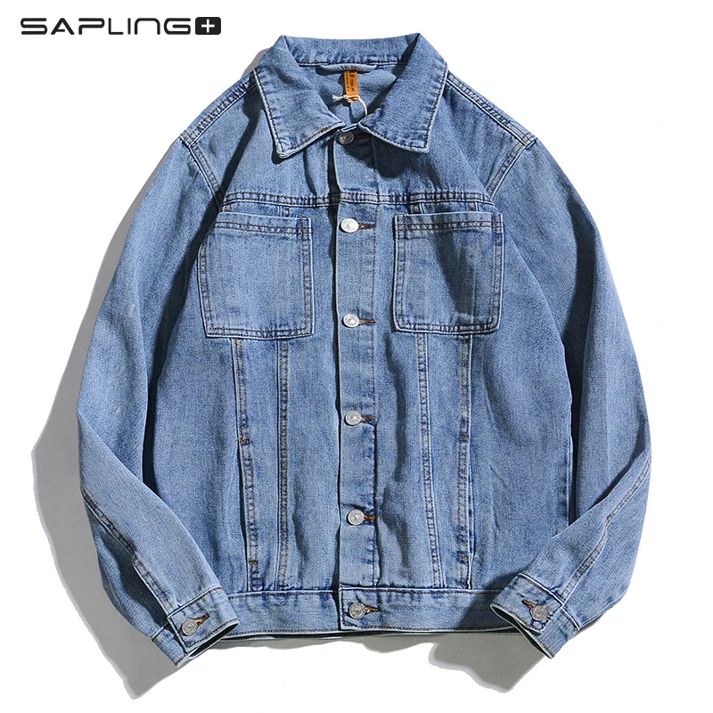 

Spring Autumn Men Denim Jacket Washed Hole Men's Fashion Retro Tooling Jean Jacket Loose Brand Male Denim Jackets Dropshipping