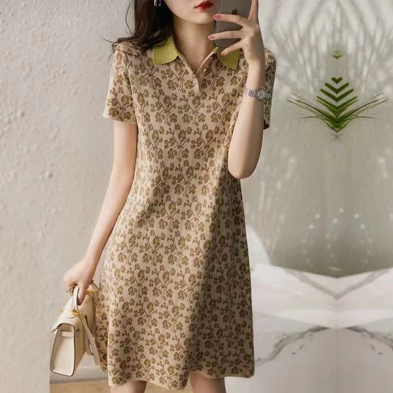 

Женское винтажное платье в стиле Харадзюку, повседневное и офисное платье большого размера 2xl с цветочным принтом, в Корейском стиле, лето ...