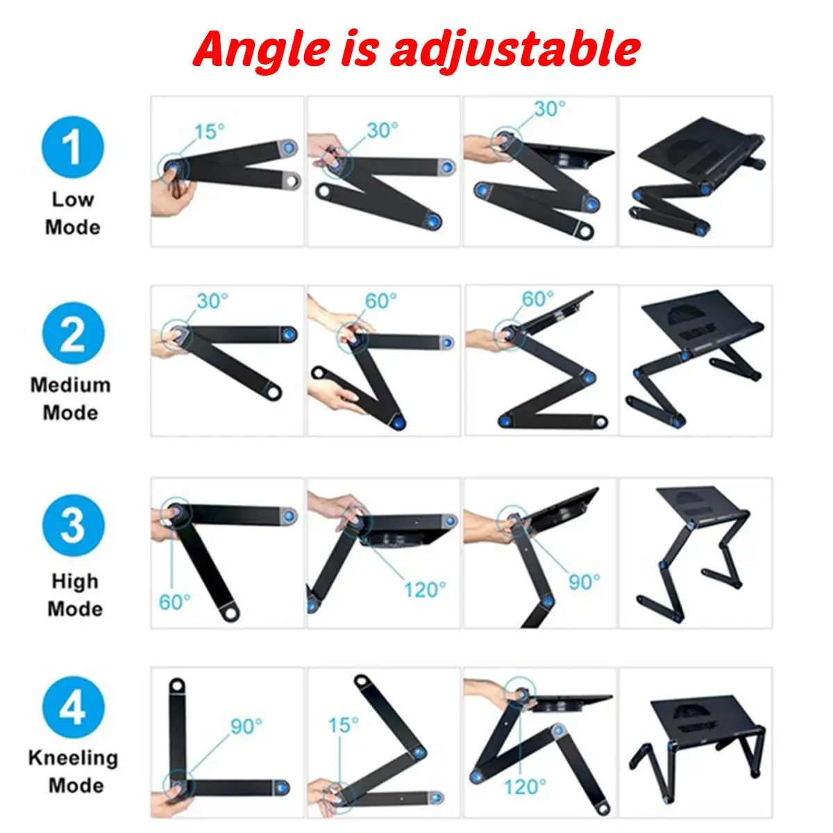 

Fan Computer Stand 42*26 CM Portable Adjustable Foldable Laptop Holder Notebook Desks Lap PC Folding Desk Table Vented Stand
