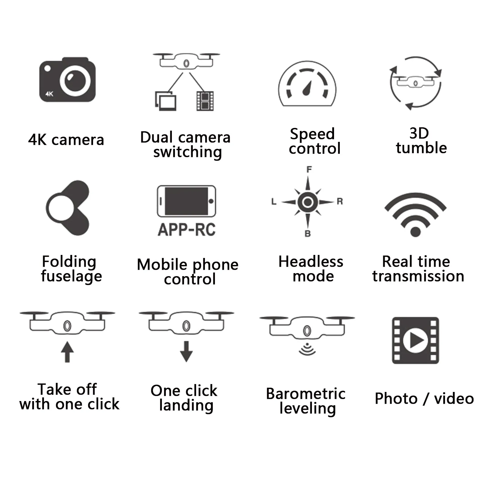 Дрон 4K с двойным объективом полностью складной мини Квадрокоптер дистанционным