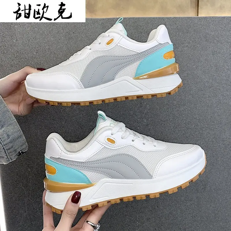 

Женские легкие кроссовки на толстой подошве, Повседневные Дышащие Нескользящие кроссовки с вулканизированной подошвой, осень 2021