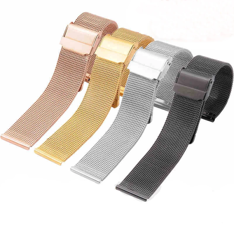 Браслет Миланская Петля из нержавеющей стали с двойной страховочной пряжкой для