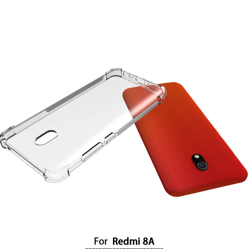 Прозрачный чехол для Xiaomi Redmi 8 противоударный с четырьмя углами защитный