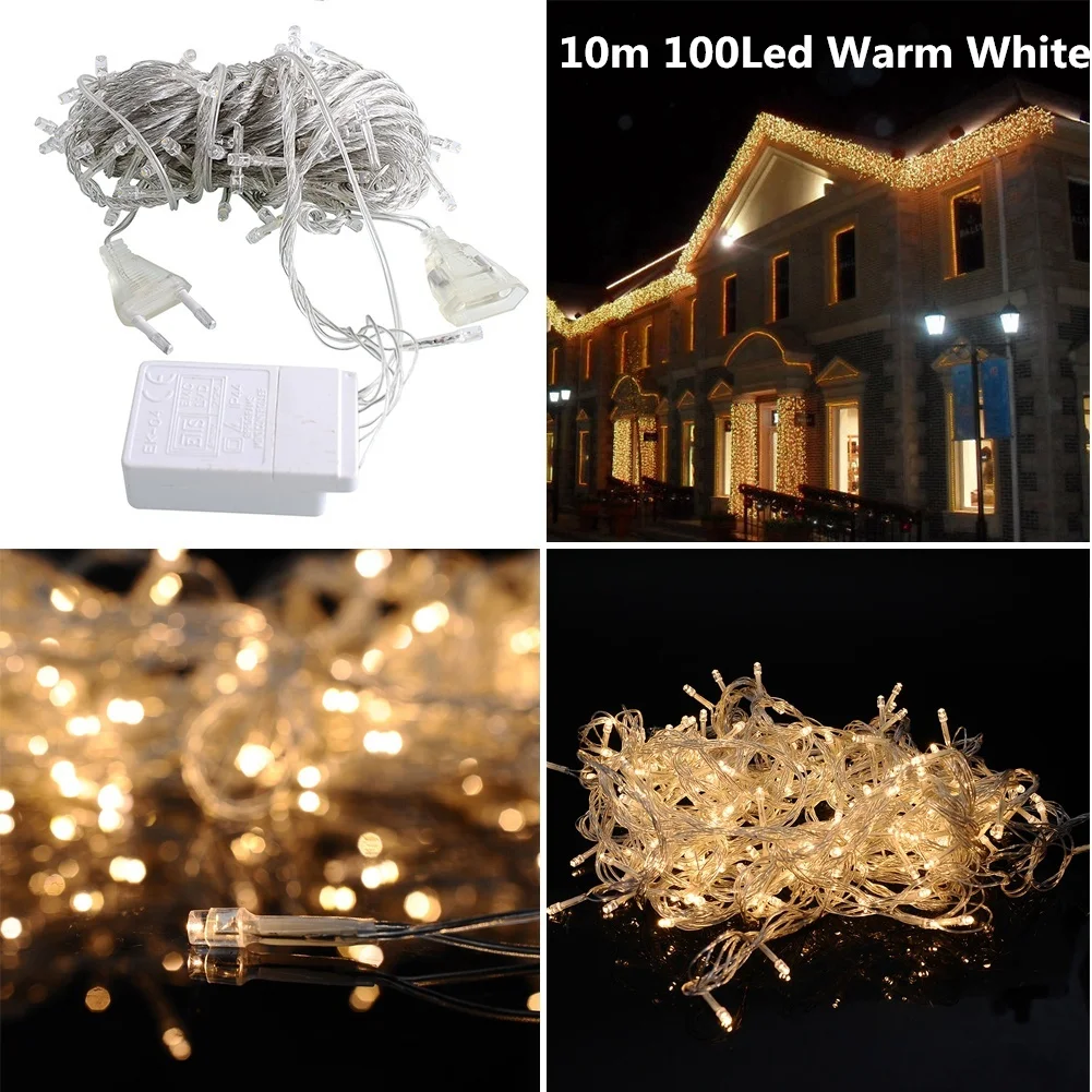 10m100Led Warm Рождественские украшения занавески гирлянды новогодний декор рождественские украшения для дома Kerst Decoratie Arbol De Navidad - Цвет: 10m100Led Warm