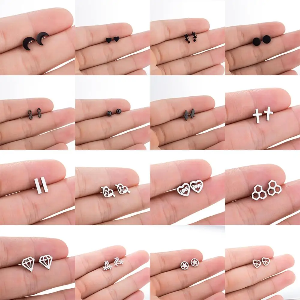 Геометрические серьги-гвоздики из нержавеющей стали FENGLI различные стильные мини