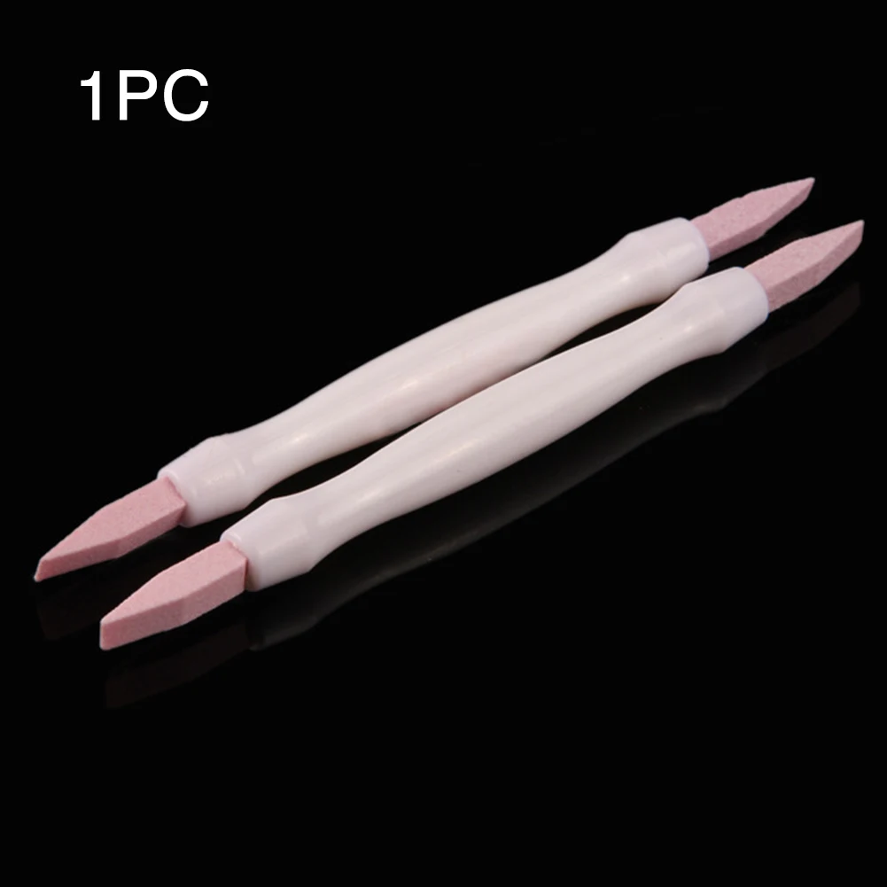 Double Ended Scrub Polish Stick Cuticle Pusher Nail Art Tool Quartz Pen Professional Manicure Remover Lightweight Care Stone | Красота и