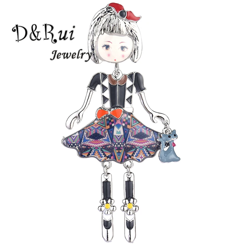 Женская Винтажная брошь с эмалью элегантная в форме куклы аксессуар для