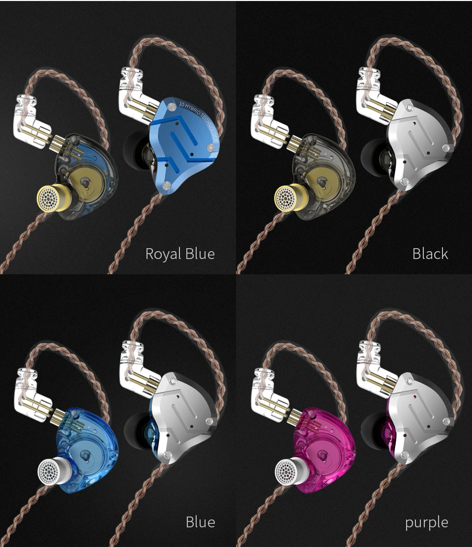 Плотным верхним ворсом KZ ZS10 PRO металлической дужкой, 4BA+ 1DD Гибридный 10 единиц Hi-Fi бас наушники в ухо мониторные наушники для AS10 ZS10 ZST C10
