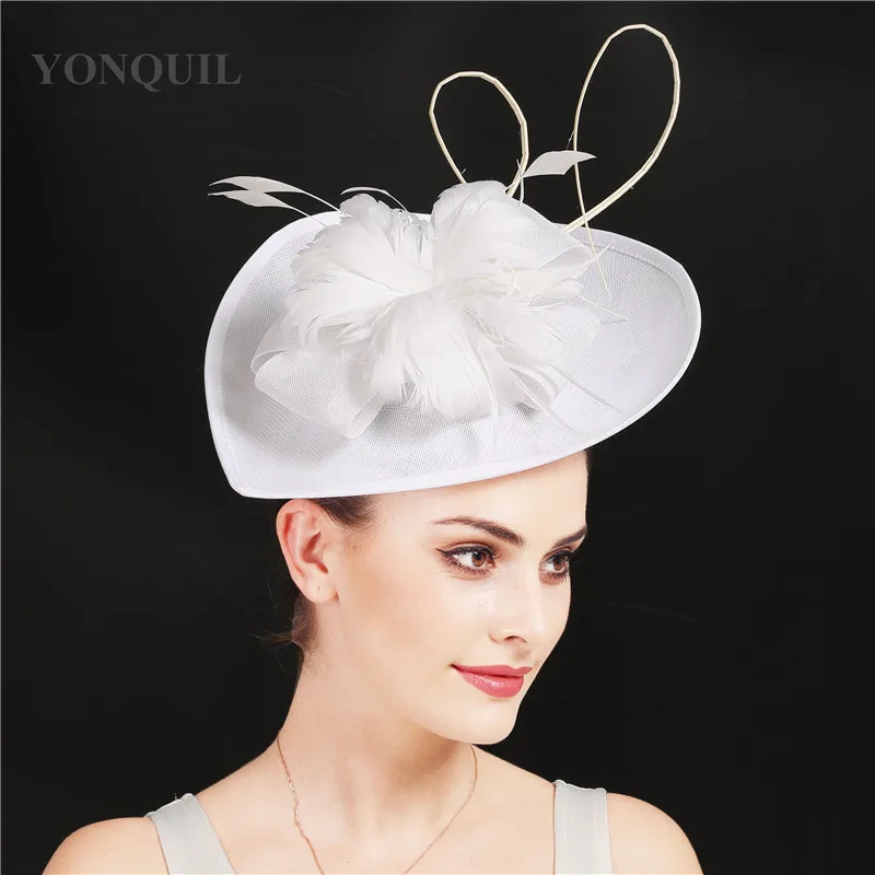 Vintage Army green kenducky derby fascinator hair hats for elegant women wedding church occasion accessories feathers headpieces