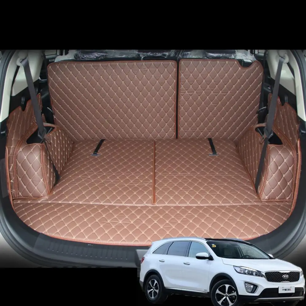 fiber leather car trunk mat for kia carens 2013 2014 2015 2016 2017 2018 2019 kia rondo car accessories