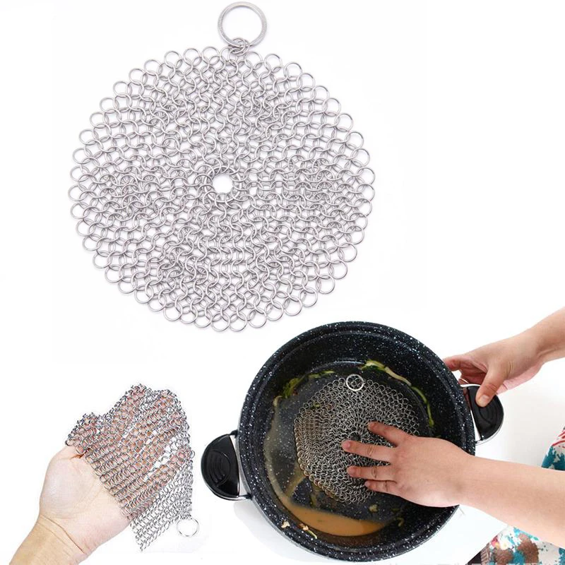 

Cast Iron Cleaner Kitchen Skillets Cleaner Steel Rust Remover Metal Cleaning Brush Kitchen Clean Tool Anti-rust