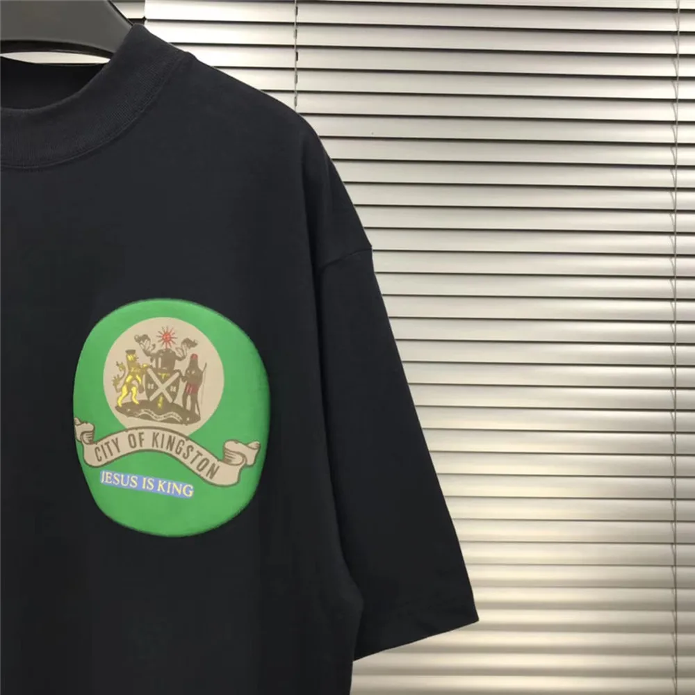Топ с высоким воротником 3D пенопласт Kanye Jesus is King Jamaica Seal Tee футболки оверсайз Trust God