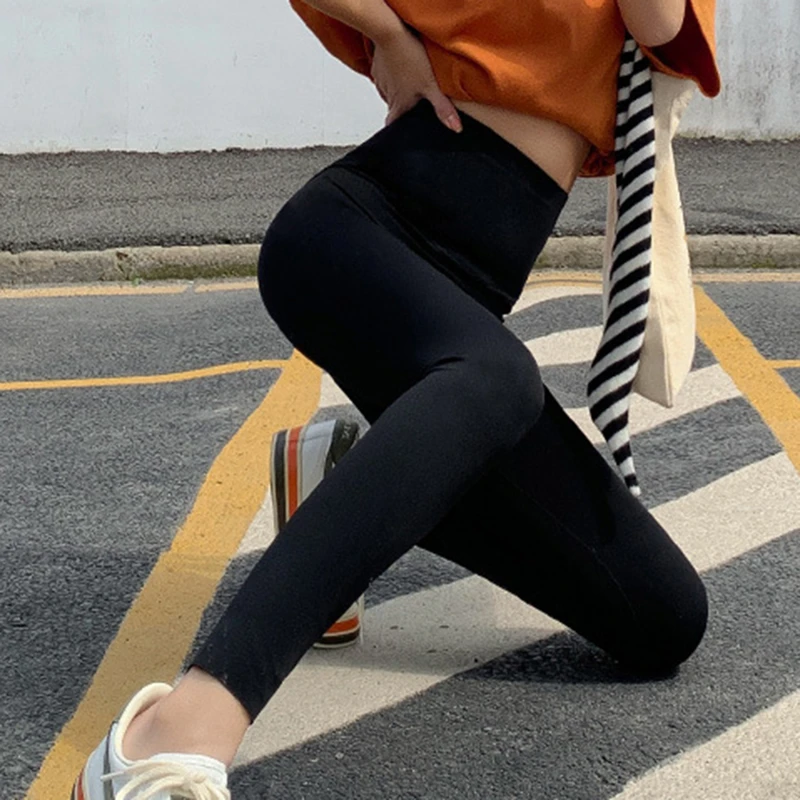 

Леггинсы женские высокой эластичности из кожи акулы, одежда для весны и осени, черные топики с жидким дном