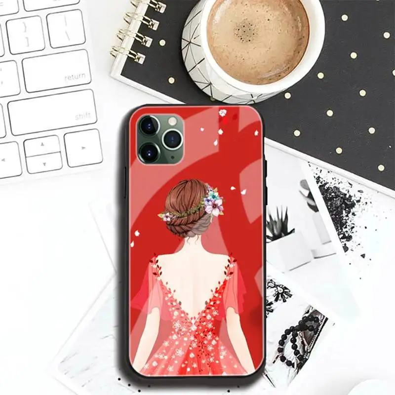 

Crown Hijab Face Muslim Islamic Gril Phone Cases Tempered Glass For Iphone6plus 6S 7 7plus 8 X XS XSmax XR 11 12 Pro Max 12mini