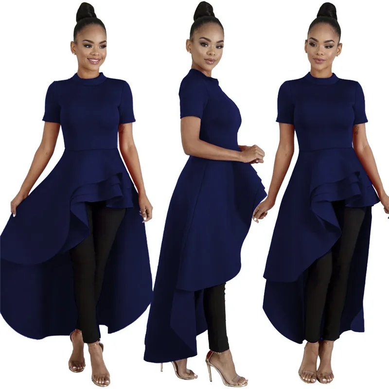 

Darama Party Dress Women Summer Plus Size Dress Elegant Short Sleeve Irregular Dress High Low Asymmetrical Casual Long Dress