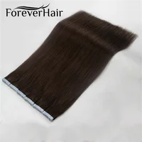 FOREVER HAIR Skin Weft Adhesives Remy Tape In Hair Extensions Double Side 20" Full Cuticle PU Tape 2g/pc Dark Light Color