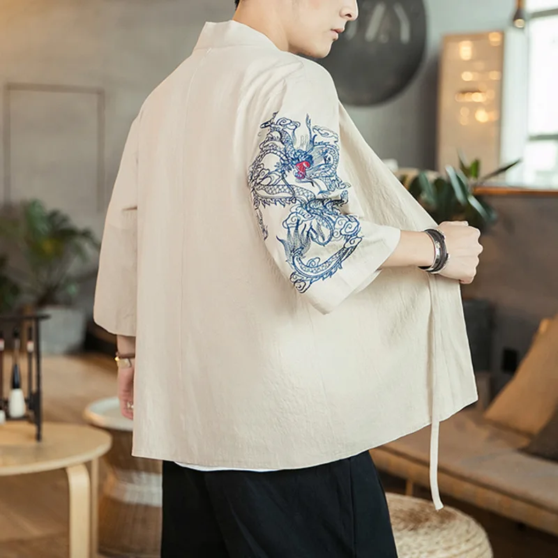 Летнее кимоно в китайском стиле #4229 женская Свободная куртка кардиган винтажная