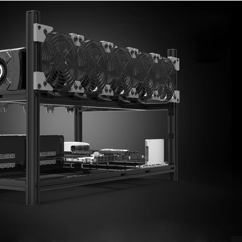 VEDDHA 6 GPU стойка для майнинга Алюминиевый ПК чехол сервера Штабелируемая открытая
