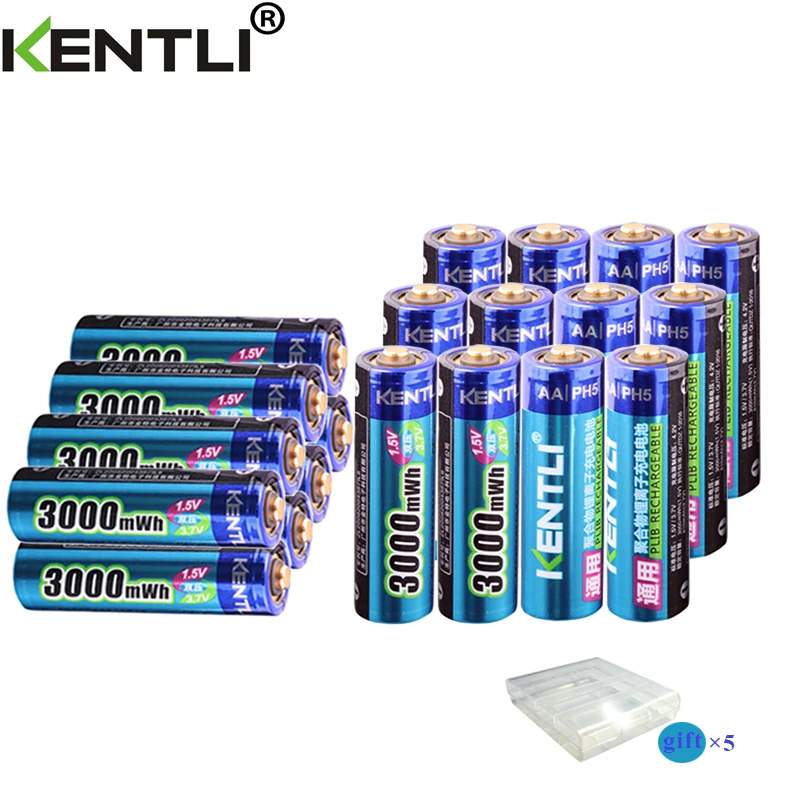 KENTLI AA 1 5 v 3000mWh полимерный литий-ионная аккумуляторные батареи аккумулятор + 4