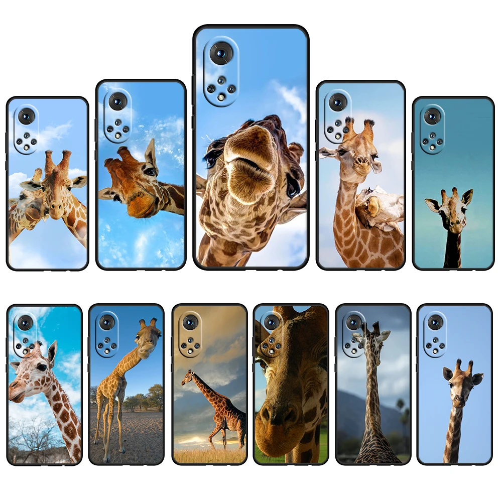 

Cute Animal Giraffe Kawaii For Huawei Nova 9 8 7 6 5 4 3 8i 8SE 7SE 6SE 5T 5i 2i Lite2 Pro 4G 5G Soft Black Phone Case Cover