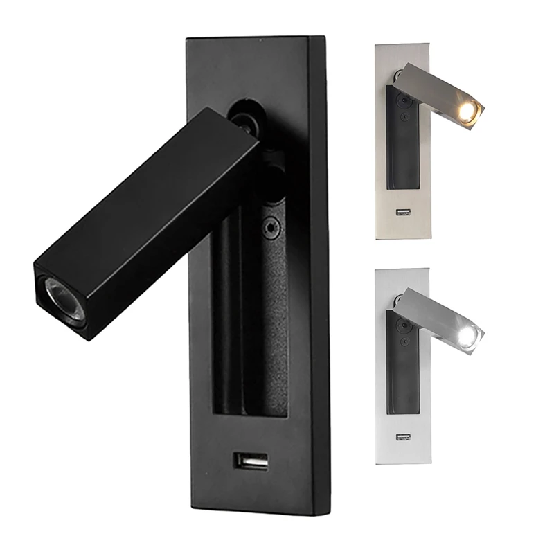 

Металлические Настенные светильники в скандинавском стиле, 3 Вт, Светодиодный настенный утопленный прикроватный светильник для чтения, рег...