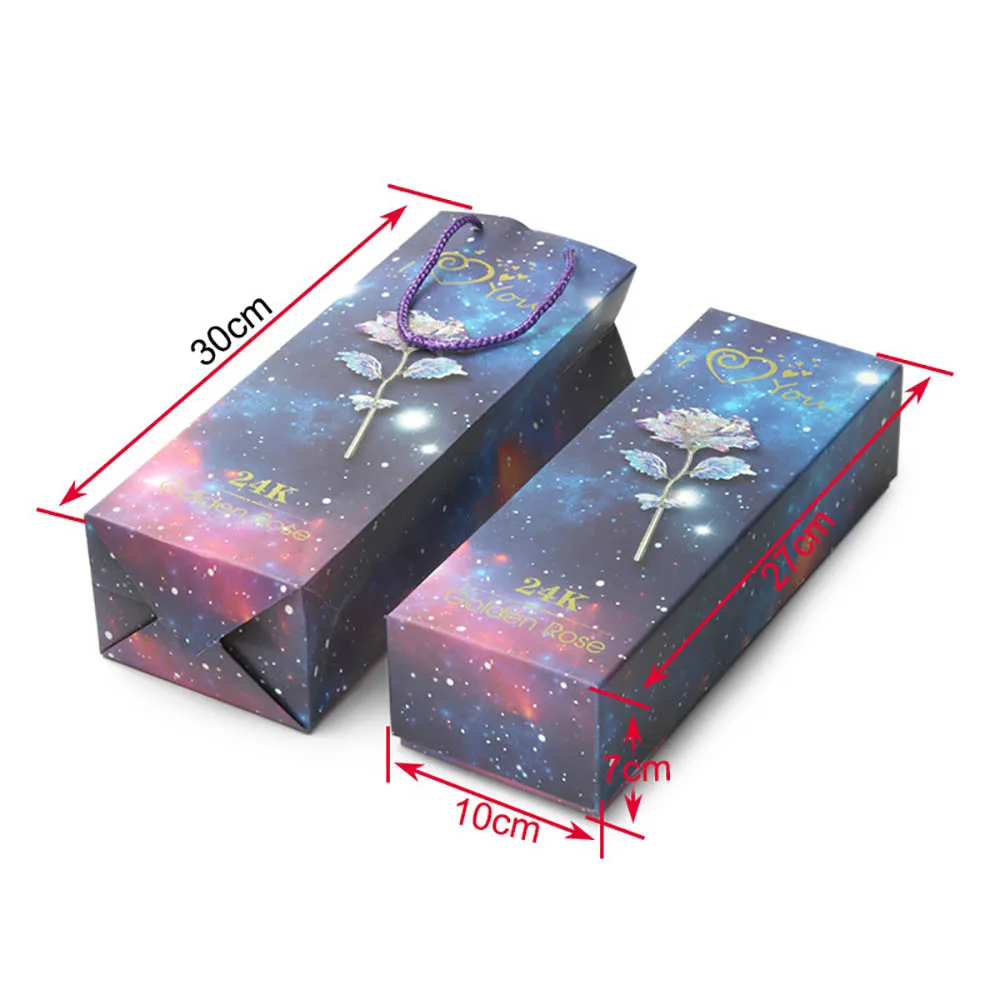 Красочная вечная роза с покрытием из 24 каратного золота в виде Галактики