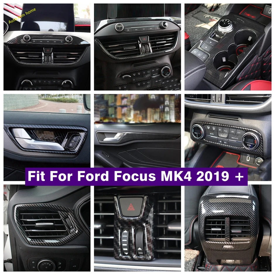 

Car Accessories Steering Wheel / Warning Lights / Gear Box / Air AC Cover Trim For Ford Focus MK4 2019 - 2021 Carbon Fiber Look