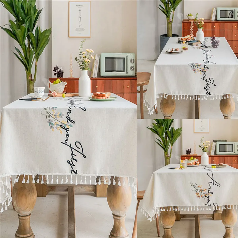 

Новый год Рождество вышитая скатерть Рождество скатерть для чайного столика ужин вечерние льняные и хлопковые покрытие стола кружева, укра...