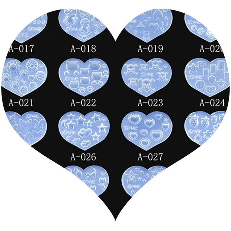 6/12/24 Pieces Random Free Shipping Heart Shaped Nail Art Silicone Mold Manicure Pedicure DIY Beauty Decor Tools