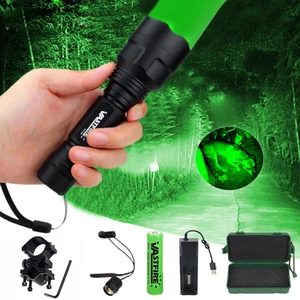 Тактический фонарь 2500lm T6, белый Q5, зеленыйкрасный светильник, фонарик для охоты, крепление для прицела, переключатель давления, аккумулятор 18650, зарядное устройство