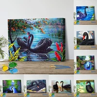 chenistory paint by number black swan lake diy home decoration for adults handpainted on canvas gift pictures animal wall art
