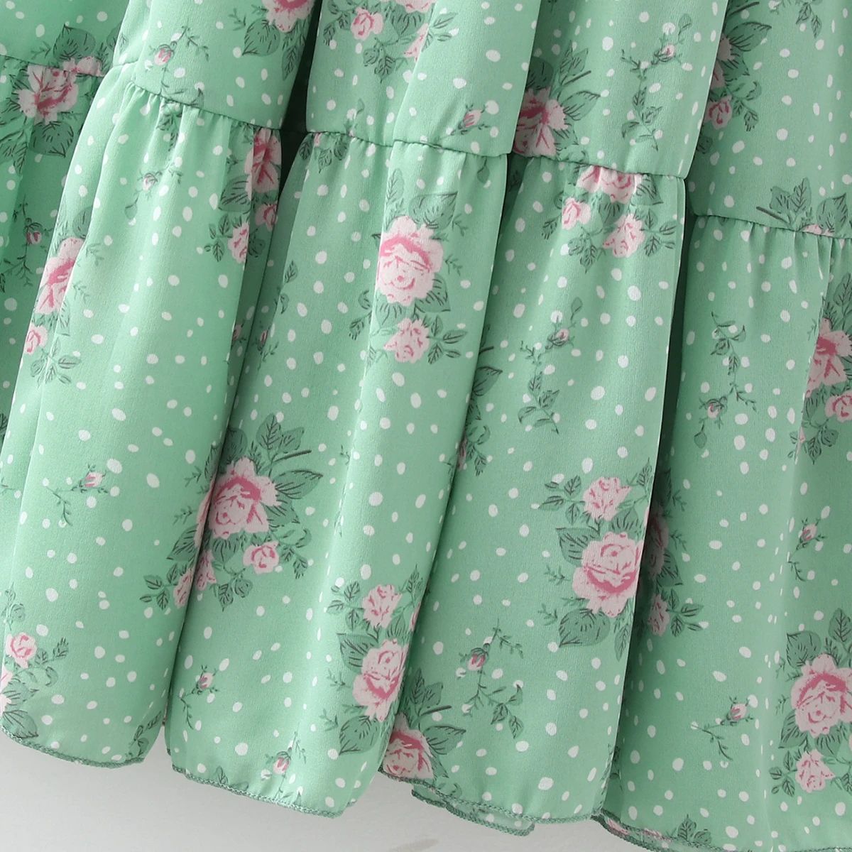 

Rose Printed Cross V-neck Midi Dress Women Puff Sleeves Elastic High Waist Vestidos Casual Beach Dresses roupas femininas Summer