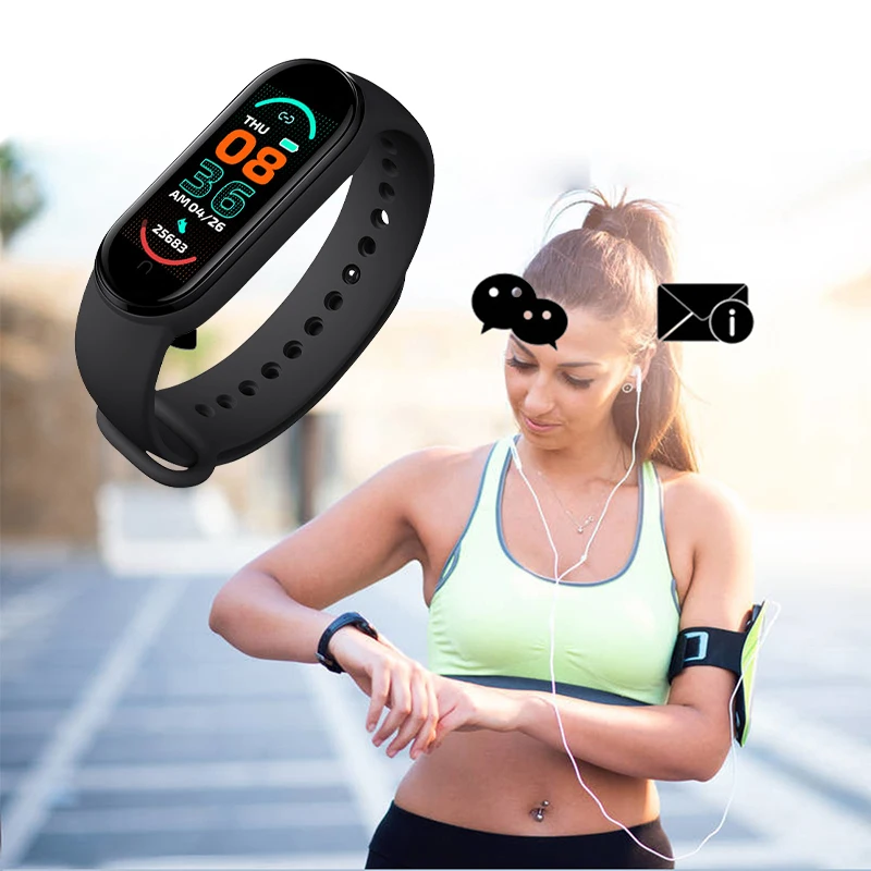 Смарт-браслет M6 с пульсометром и тонометром водонепроницаемые умные часы