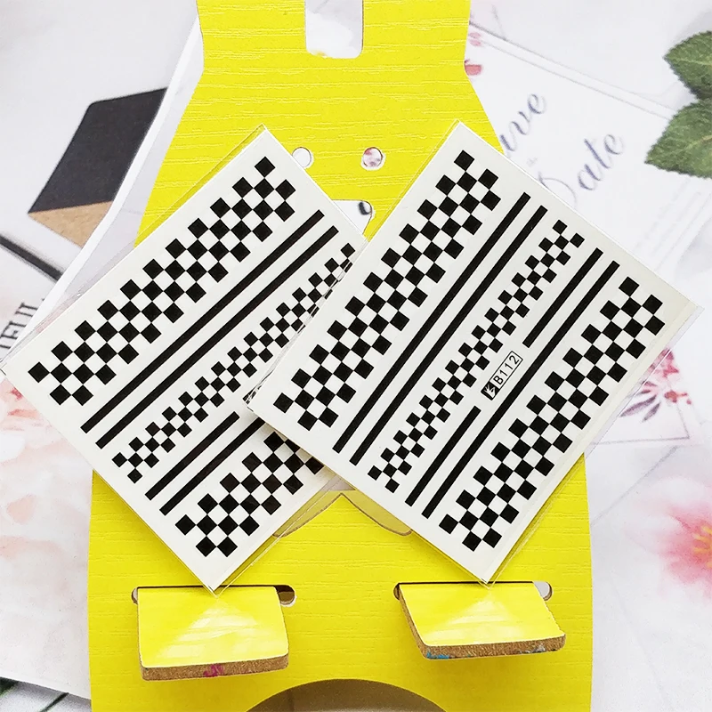 2 Стикеры для ПК дизайна ногтей с клетчатым узором полосками украшение маникюр