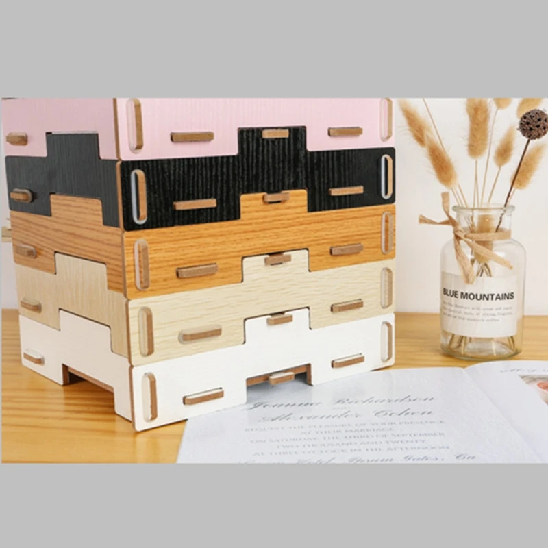 

OOTDTY 3 Layers Wood Desk Organizer Office Bureau Sorter Container File Paper Storage Holder Stand Storage Rack