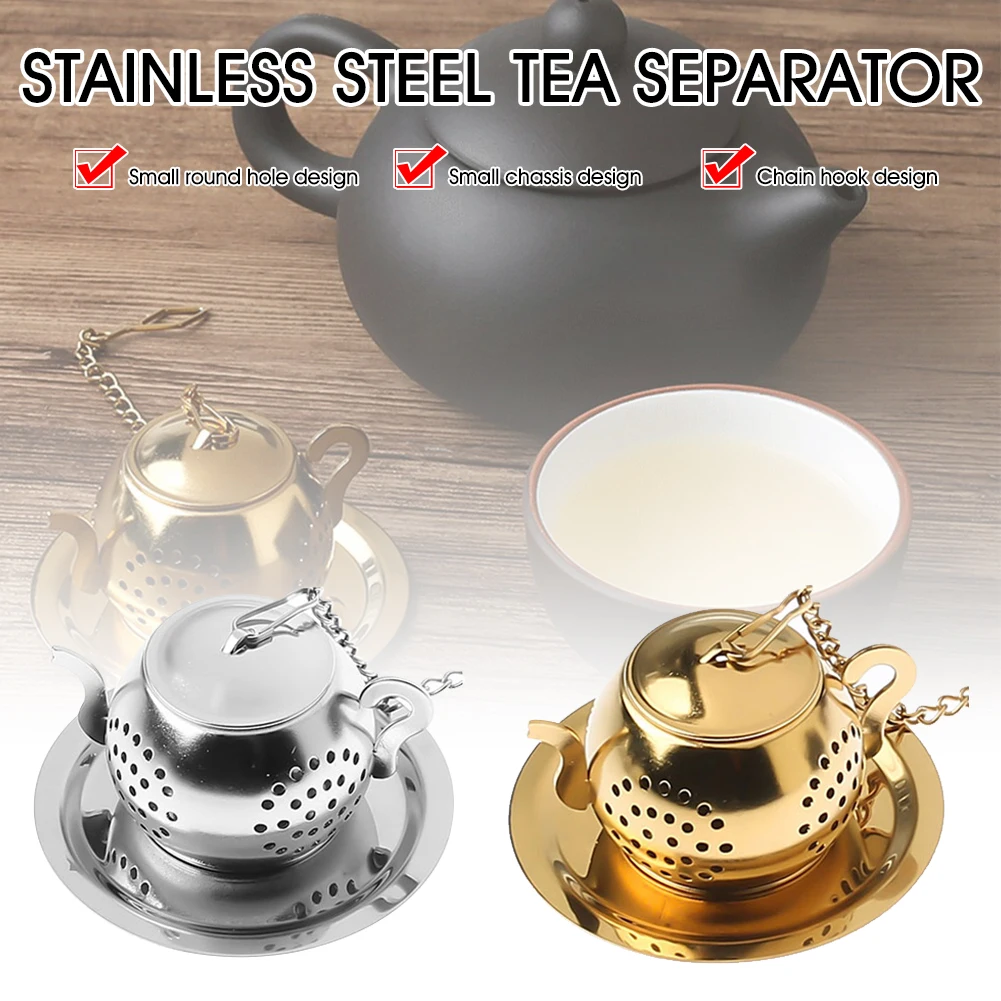 

Tea Infuser With Lid & Tray Stainless Steel Tea Infuser Strainer Herb Spice Loose Leaf Filter Teaware Teapot Accessories