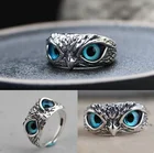 Винтажное простое дизайнерское кольцо в виде совы, регулируемое серебряное мужское кольцо, обручальное кольцо, свадебные подарки, животные, пары, подарок для влюбленных