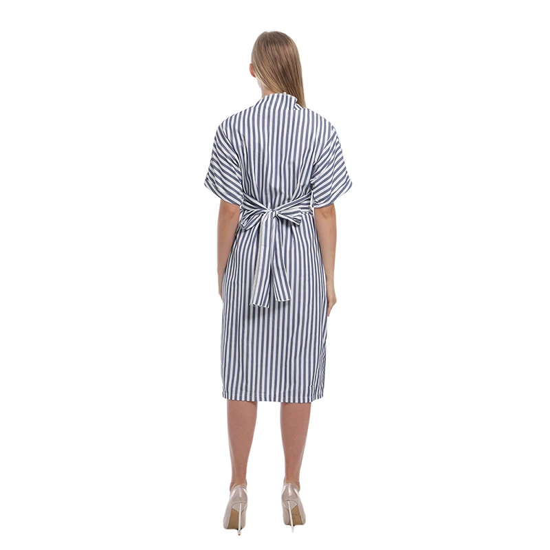 Летнее повседневное свободное Полосатое платье в Корейском стиле с поясом