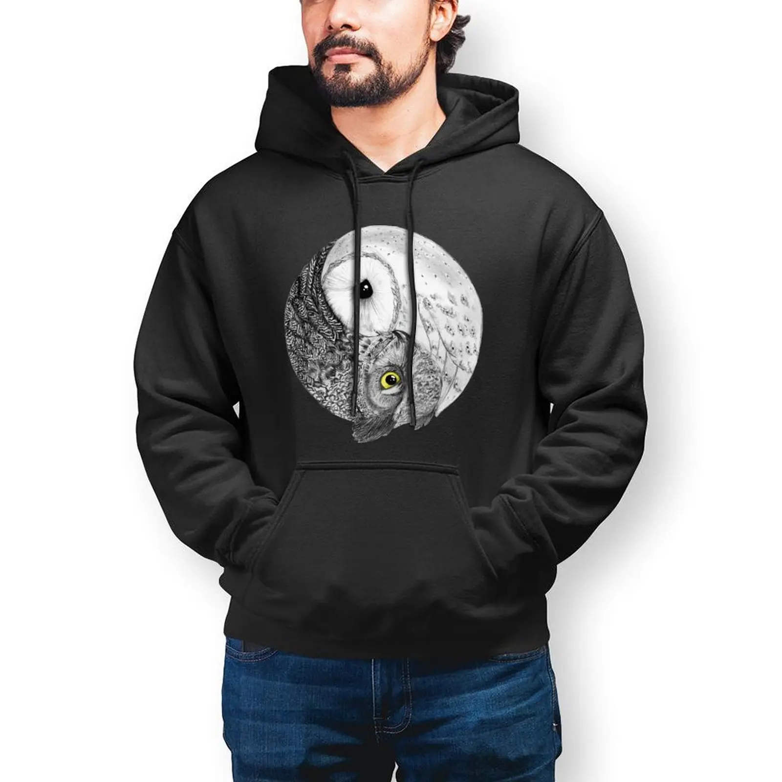 

Owl Hoodies Cotton Outdoor Pullover Hoodie Warm Long Sleeve Cool Hoodie XXXL Men