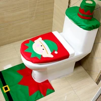 1set christmas santa claus toilet seat cover rug christmas decorations for home toilet lid case bathroom mat xmas decorative