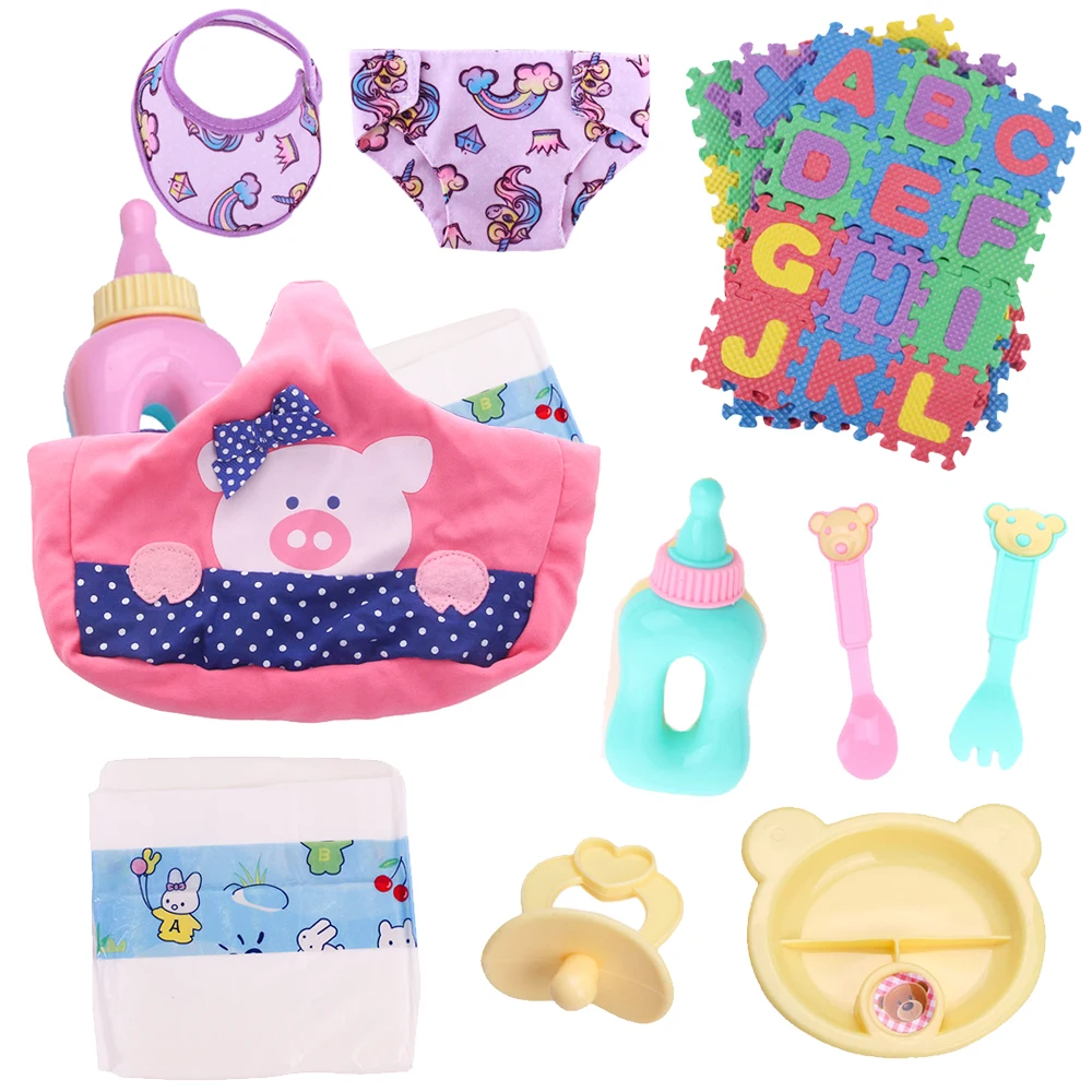Baby Doll Diaper Bag with Feeding Accessories Set for Reborn